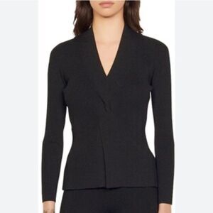 Sandro Louane Twist Front V Neck Sweater